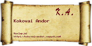 Kokovai Andor névjegykártya